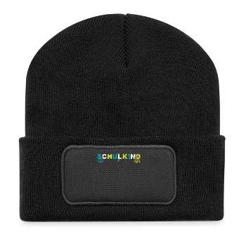 Kita Abgänger Schulkind Einschulung Kindergarten - Recycelte Patch Beanie - Schwarz - Vorne