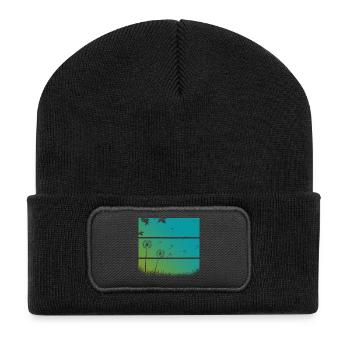 Pusteblumen - Recycelte Patch Beanie - Schwarz - Vorne
