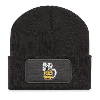 Cadeau drôle de chope de bière - Beanie recyclé à patch - charbon - Devant