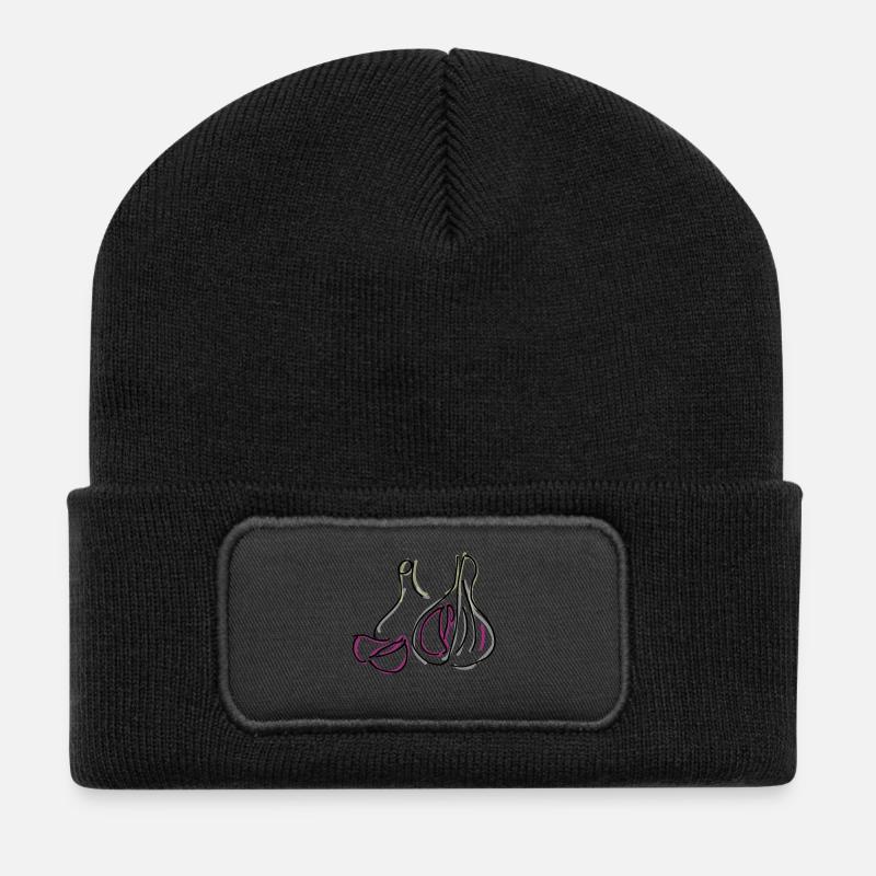 Knoblauch - Recycelte Patch Beanie - Schwarz