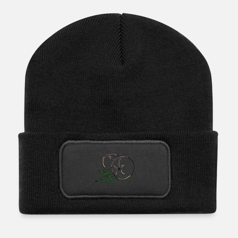 Pfirsich - Recycelte Patch Beanie - Schwarz