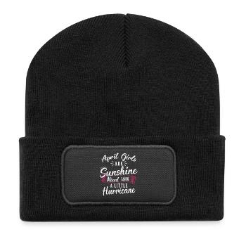April Girls are sunshine mixed with a little hurri - Recycled Patch Beanie - black - Front