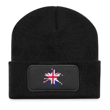 England Union Jack Klecks - Recycelte Patch Beanie - Schwarz - Vorne