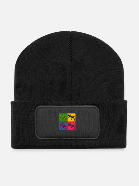 Eidechse - Recycelte Patch Beanie - Schwarz