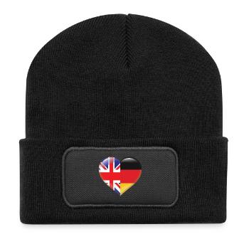 Coeur drapeau Angleterre Allemagne allemand cadeau - Beanie recyclé à patch - noir - Devant