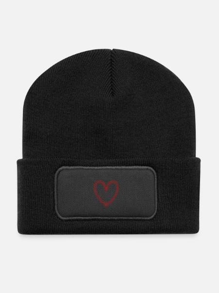 cœur - Beanie recyclé à patch - noir