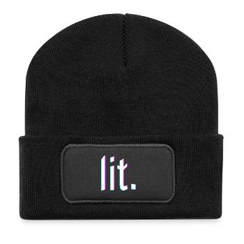 lit. design glitch - Recycelte Patch Beanie - Schwarz - Vorne