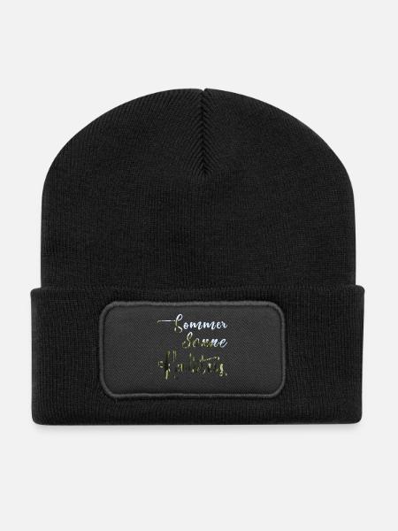 Sommer Sonne Kaktus - Recycelte Patch Beanie - Schwarz