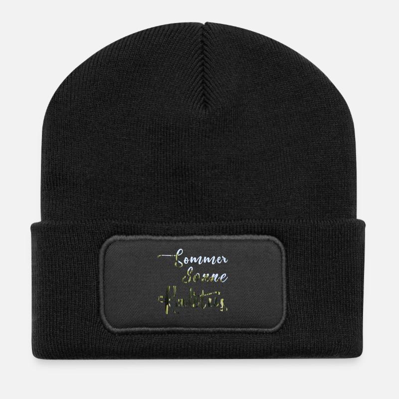 Sommer Sonne Kaktus - Recycelte Patch Beanie - Schwarz