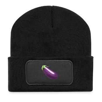 Aubergine - Recycelte Patch Beanie - Schwarz - Vorne