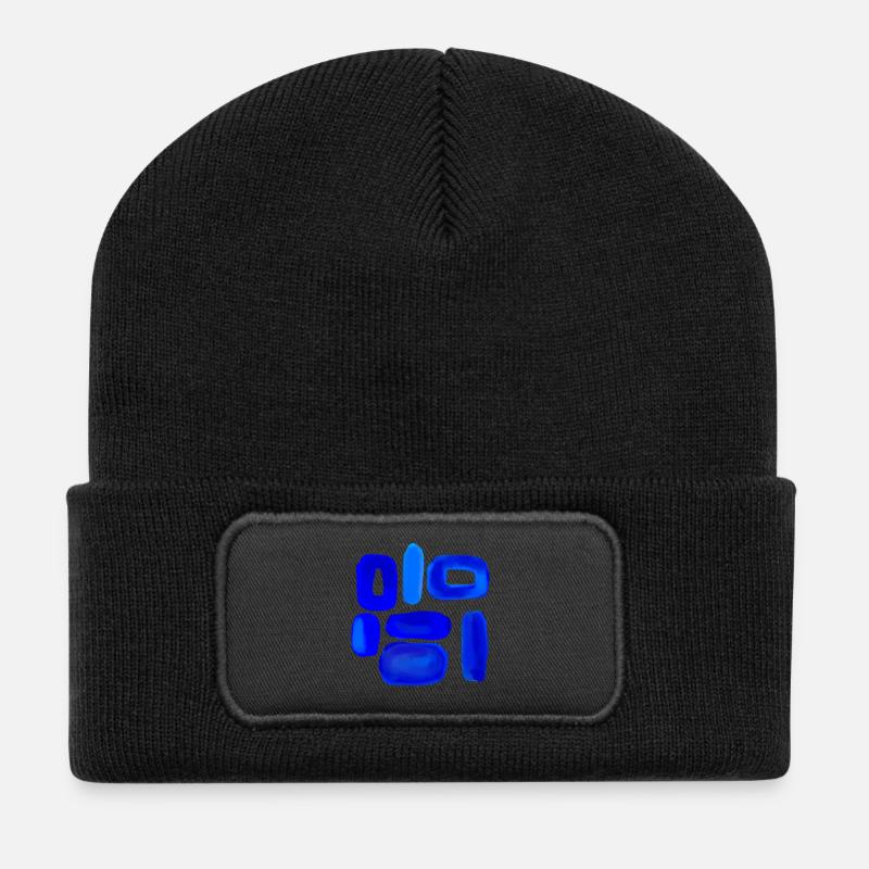 Blue Sky Abstract Design - Recycled Patch Beanie - black