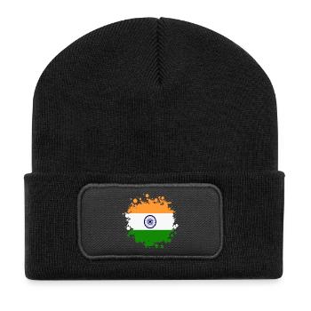 India stain blot/flag gift Asia - Recycled Patch Beanie - black - Front