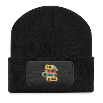 EAT SLEEP HOLIDAY REPEAT - Holiday Ready Gift - Recycled Patch Beanie - black - Front
