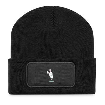 Mignon lapin de Pâques avec cravate – Design de lapin - Beanie recyclé à patch - noir - Devant