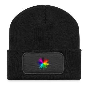Farbexplosion Radialburst - Recycelte Patch Beanie - Schwarz - Vorne