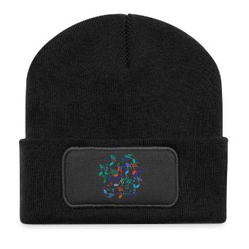 Notes de musique colorées - Beanie recyclé à patch - noir - Devant