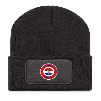 Croatie Zagreb / Pavillon national cadeau - Beanie recyclé à patch - charbon - Devant