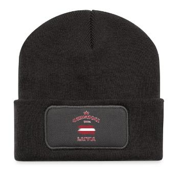 Lettland Original 100% / Geschenk Latvia Flagge - Recycelte Patch Beanie - Dunkelgrau - Vorne