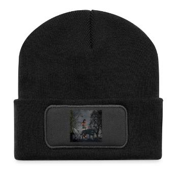 Fée génial avec loup - Beanie recyclé à patch - noir - Devant