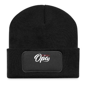 Oma Opa Großeltern Großvater Großmutter Enkel Idee - Recycelte Patch Beanie - Schwarz - Vorne