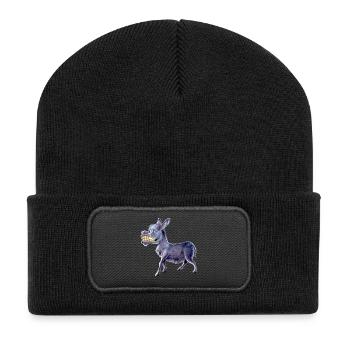 Esel Morgenstund - Recycelte Patch Beanie - Schwarz - Vorne