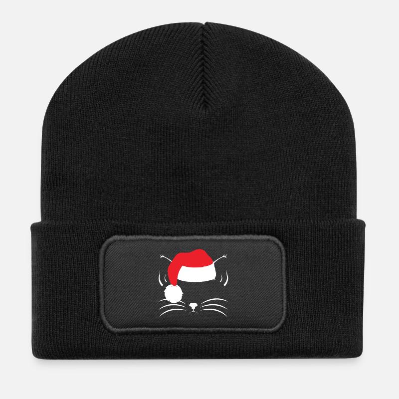 Weihnachtskatze Shirt - Recycelte Patch Beanie - Schwarz