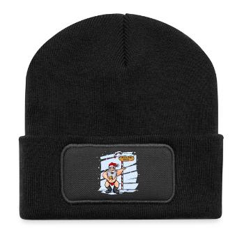 Süßer Weihnachtsmann Nordpol Weihnachten Xmas - Recycelte Patch Beanie - Schwarz - Vorne