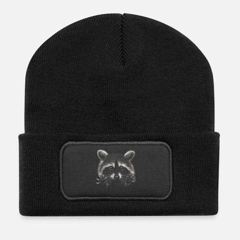 Waschbär - Recycelte Patch Beanie - Schwarz