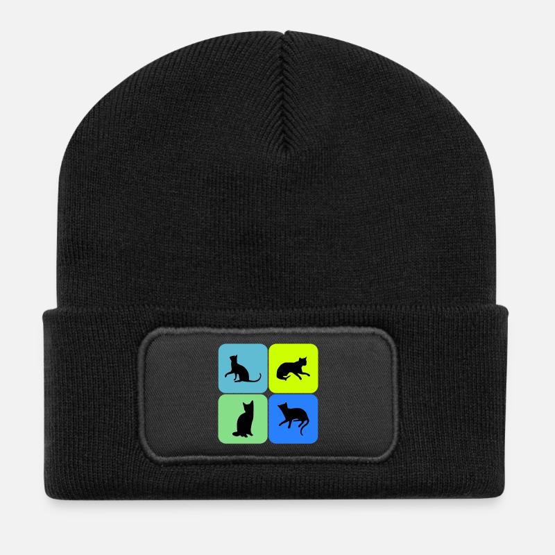 Katze Katze Katze Katze Katze Katze, Geschenk - Recycelte Patch Beanie - Schwarz
