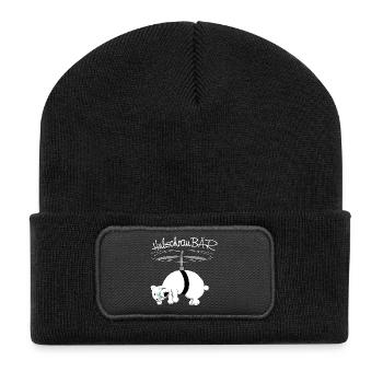 herziger, drolliger Bär - Recycelte Patch Beanie - Schwarz - Vorne