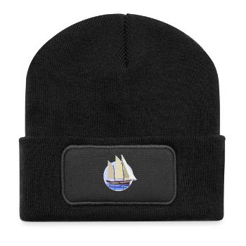 Illustration de cercle pastel de voilier - Beanie recyclé à patch - noir - Devant