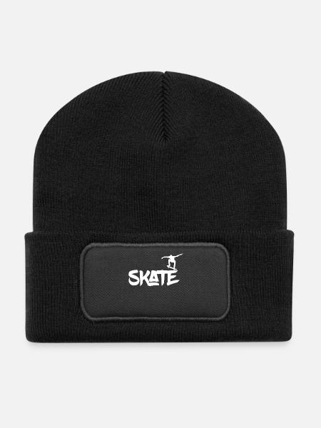 Skater Skate - Recycelte Patch Beanie - Schwarz