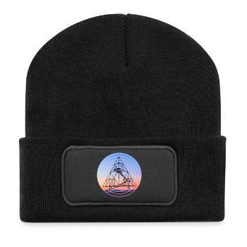 Tetraeder Kreise - Recycelte Patch Beanie - Schwarz - Vorne