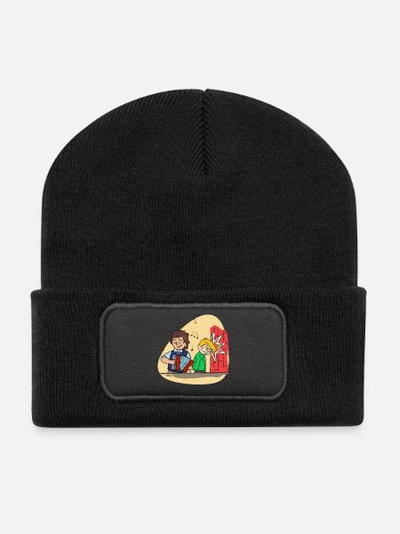 Accordéon accordéon drôle de bande dessinée - Beanie recyclé à patch - noir