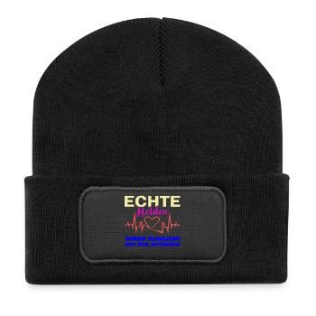 Les vrais héros ont la lumière bleue sur le toit - Beanie recyclé à patch - noir - Devant