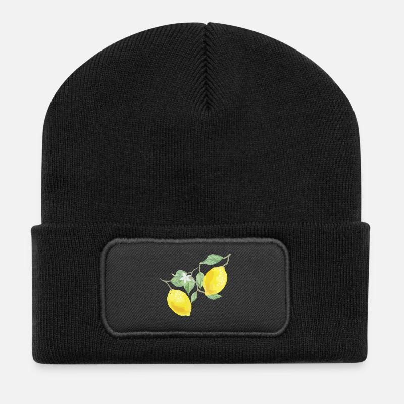 Zitronen - Recycelte Patch Beanie - Schwarz