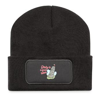 Italie - Beanie recyclé à patch - charbon - Devant