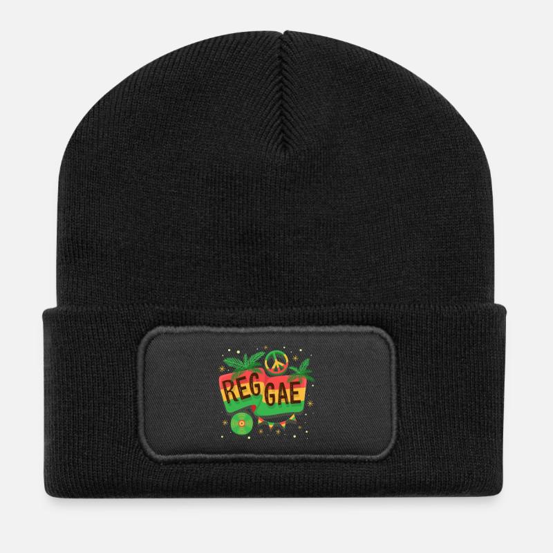 Reggae Flagge Regenbogen Vibe - Recycelte Patch Beanie - Schwarz