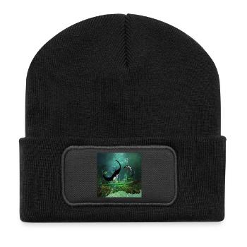 Erstaunliche Strahldecke auf dem niedrigen Wasser - Recycelte Patch Beanie - Schwarz - Vorne