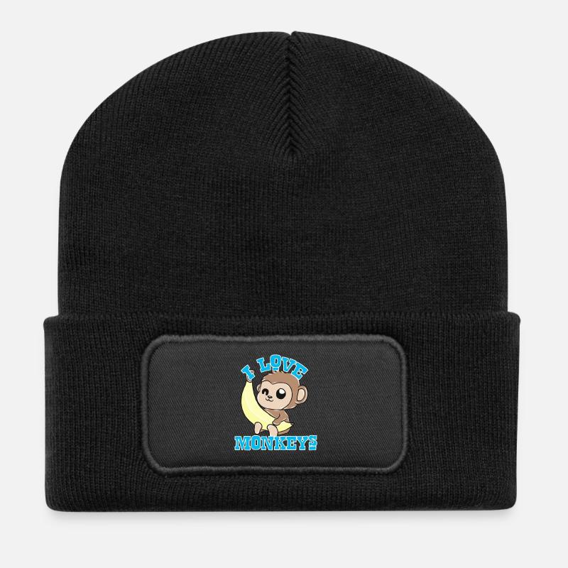Affen - Recycelte Patch Beanie - Schwarz
