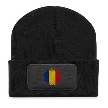 Roumanie Klecks Vintage / Cadeau Bucarest - Beanie recyclé à patch - noir - Devant