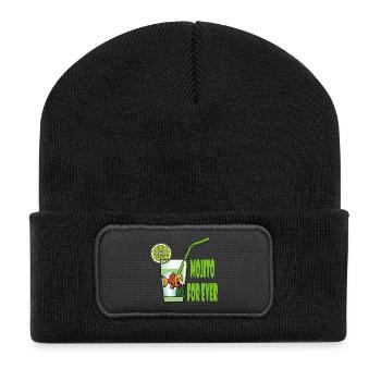 Mojito und Goldfisch - Recycelte Patch Beanie - Schwarz - Vorne