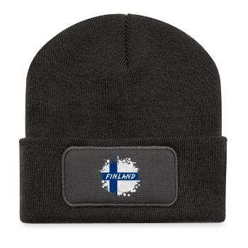 Finnland Klecks / Geschenk Finland Helsinki Turku - Recycelte Patch Beanie - Dunkelgrau - Vorne