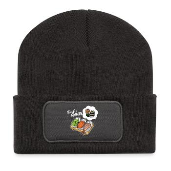 Sushi Avocado Salmon Sleeping Dream Funny Food - Recycled Patch Beanie - dark grey - Front