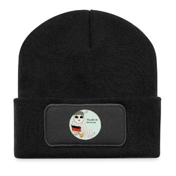 Made in Germany - Recycelte Patch Beanie - Schwarz - Vorne