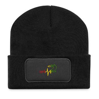 Reggae Löwe Rhythmus Icon - Recycelte Patch Beanie - Schwarz - Vorne