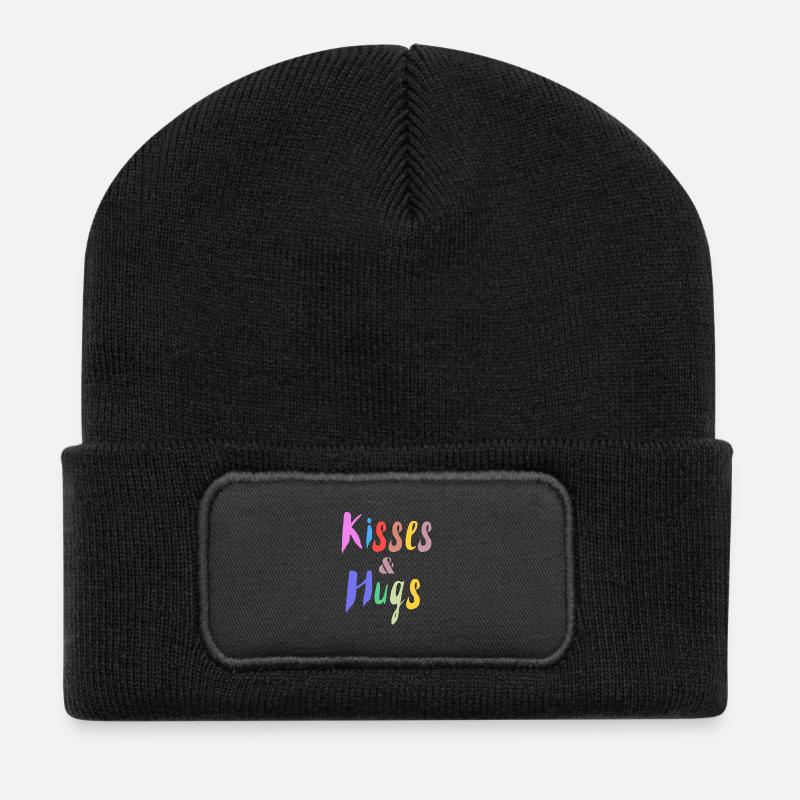 Design Kisses and Hug Colors - Recycled Patch Beanie - black