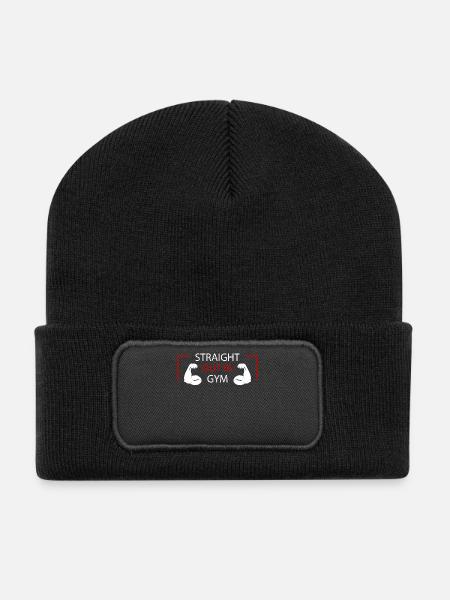 Training Fitness Muskeln Gym Hanteln HIIT Sport Pu - Recycelte Patch Beanie - Schwarz