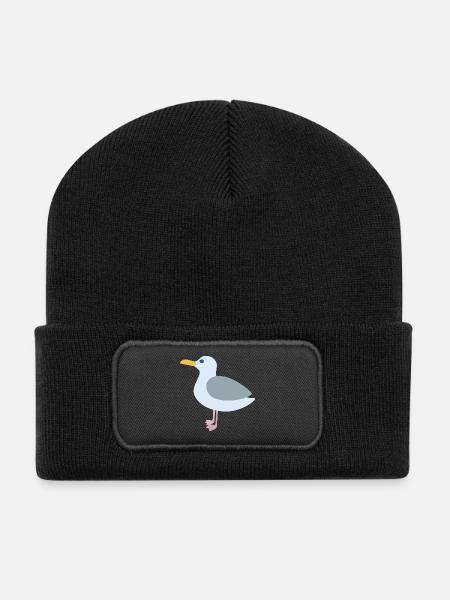 Mouette symbole mer mer enfants mer littoral déco - Beanie recyclé à patch - noir