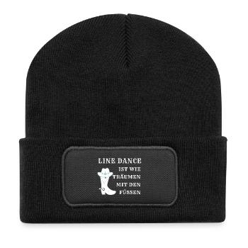 Line Dance ist wie Träumen mit den Füßen - Recycelte Patch Beanie - Schwarz - Vorne